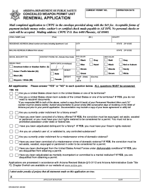 Arizona Concealed Weapon Permit Renewal Application
