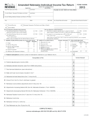 Nebraska Amended Individual Income Tax Return Form 1040XN