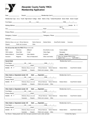 YMCA Membership Application and Waiver Form