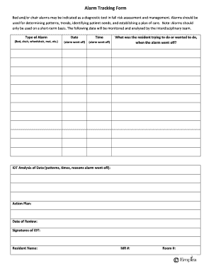 Alarm Tracking Form