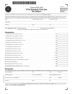 Massachusetts IFTA Quarterly Fuel Use Tax Return
