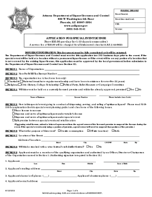 Arizona Special Event Liquor License Application