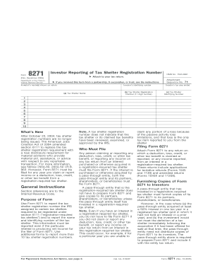 IRS Form 8271 Investor Reporting of Tax Shelter Registration