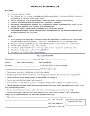 Provisional Ballot Envelope