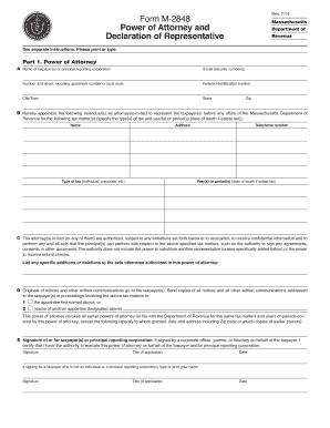 Massachusetts Power of Attorney Form M-2848