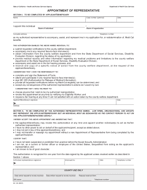 California Medi-Cal Appointment of Representative