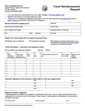 Washington State Travel Reimbursement Request