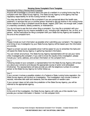 Nursing Home Complaint Form