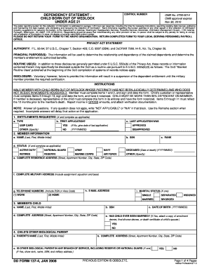Child Born Out of Wedlock Dependency Form