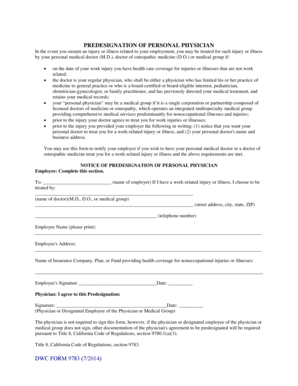 California Predesignation of Personal Physician Form