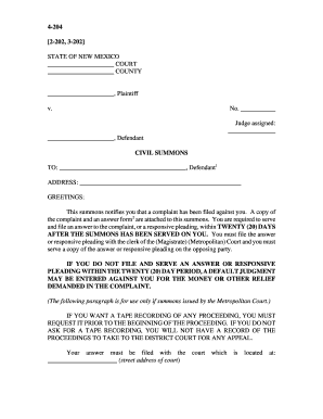 New Mexico Civil Summons