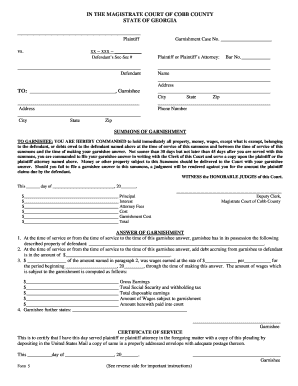 Georgia Summons of Garnishment