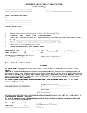 Proceeding Against Tenant Holding Over