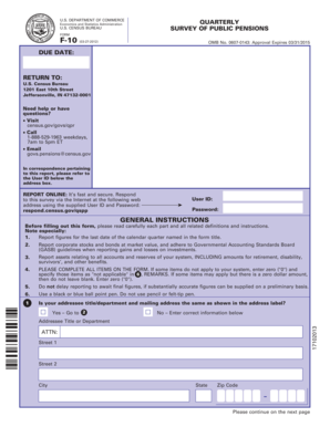 US Census Bureau Survey of Public Pensions Form F-10