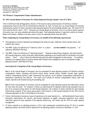 2015 Annual Report of Claims Inventory