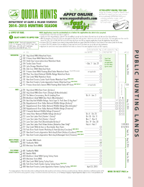 Virginia Quota Hunts Application Form