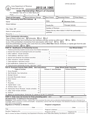 Iowa Partnership Return of Income