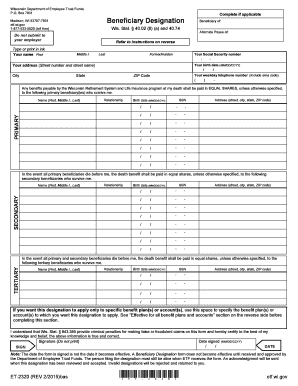 Wisconsin Beneficiary Designation Form