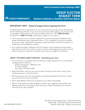Kaiser Permanente Senior Advantage Group Election Form