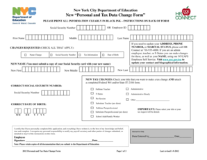 New York City Personal and Tax Data Change Form