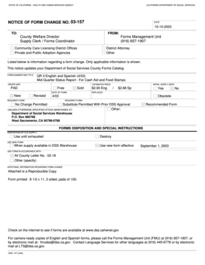 California Mid-Quarter Status Report for Cash Aid and Food Stamps