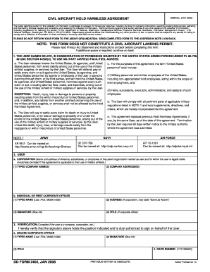 Civil Aircraft Hold Harmless Agreement