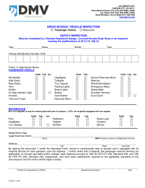Nevada Vehicle Safety Inspection Form