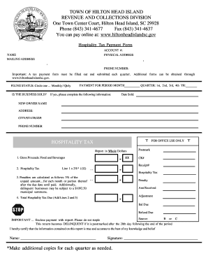 Hospitality Tax Payment Form