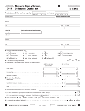 California Schedule K-1 (568) Form