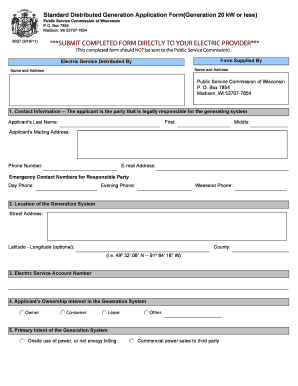 Standard Distributed Generation Application Form