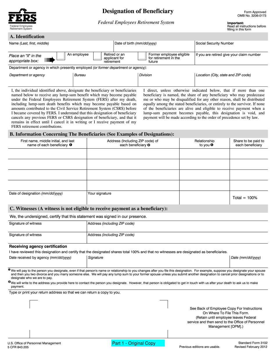 Tsp-3 | Free Fillable Design Of Beneficiary Form - Formswift