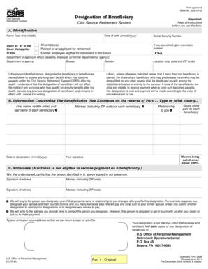 Civil Service Designation of Beneficiary Form