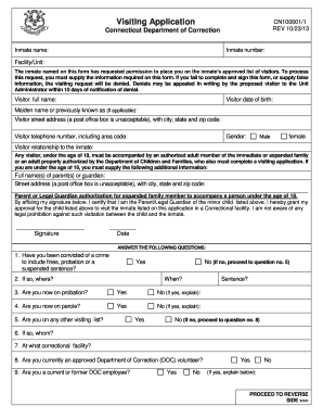 Connecticut Inmate Visiting Application