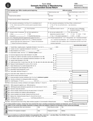 Massachusetts Corporation Excise Return Form 355A 1999