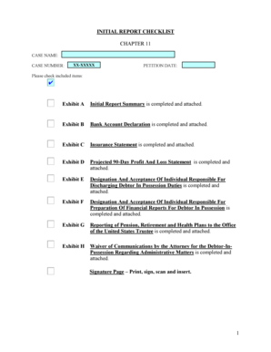 Bankruptcy Initial Report Checklist