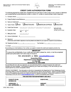 California Credit Card Authorization Form
