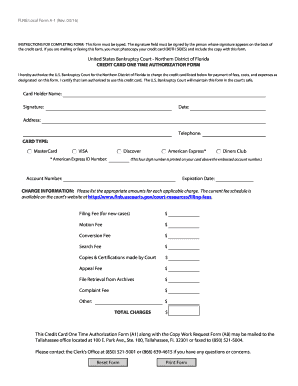 Credit Card One Time Authorization Form