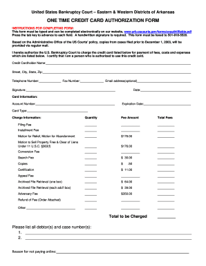 One Time Credit Card Authorization Form