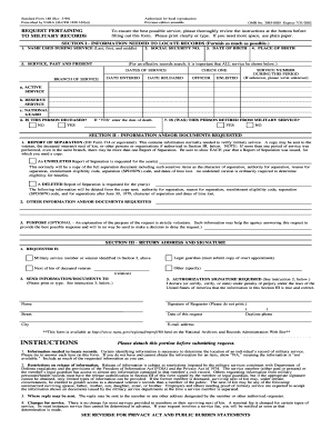 Standard Form 180 Request for Military Records