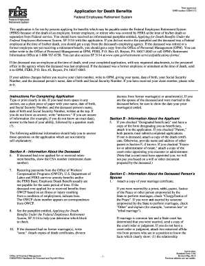 Federal Employees Retirement System Death Benefits Application