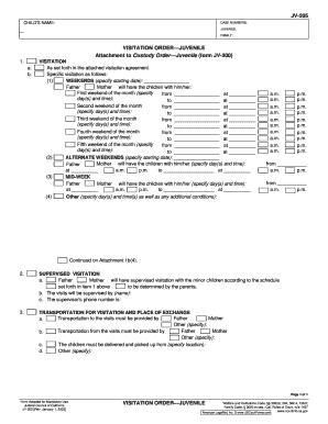 Juvenile Visitation Order Form