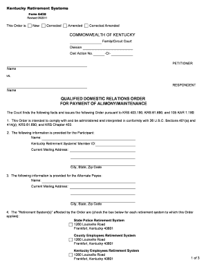 Kentucky QDRO Form 6438
