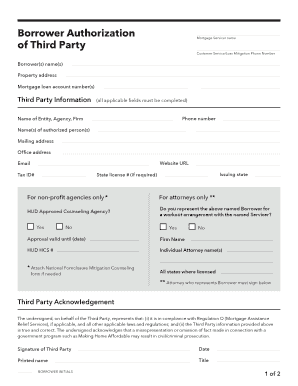Borrower Authorization of Third Party