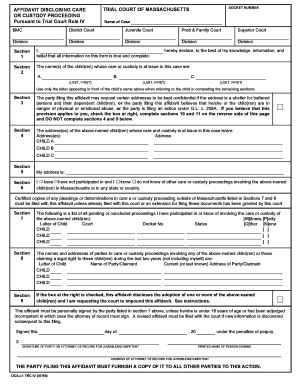 Affidavit Disclosing Care or Custody Proceeding