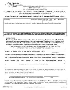 New York Workers' Compensation Records Disclosure Authorization
