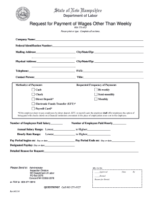 New Hampshire Request for Payment of Wages
