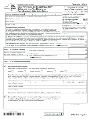 New York State Quarterly Sales and Use Tax Return