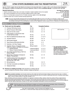 Utah State Business and Tax Registration TC-69