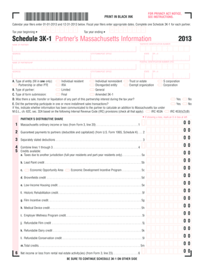 Schedule 3K-1 Partner’s Massachusetts Information
