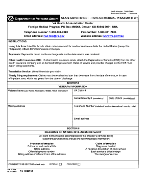 Claim Cover Sheet for Foreign Medical Program (FMP)